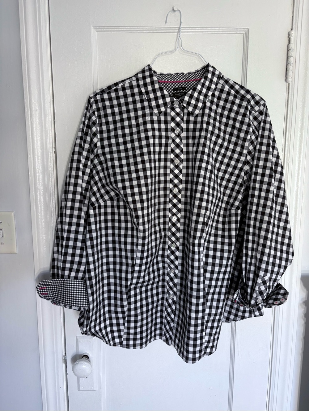Talbots Black and White Gingham Button-Down Shirt